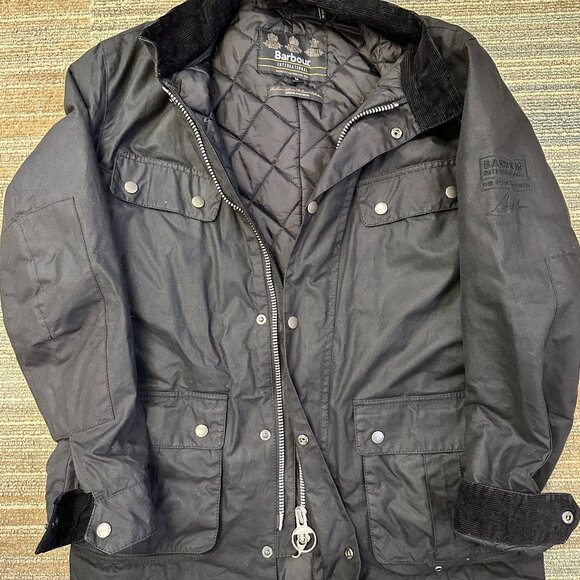Barbour International X Steve McQueen Men's Workers Wax Jacket - Black - Picture 1 of 5